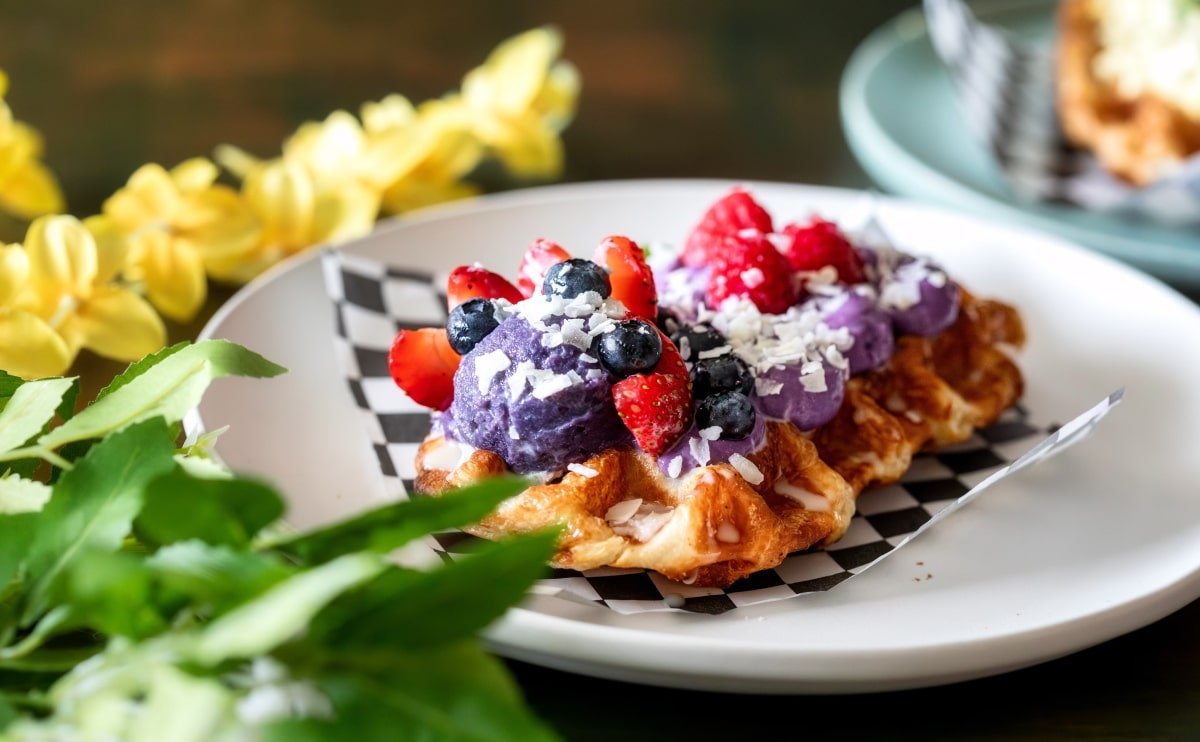 Vegan Ube Mochi Waffles vg blog 3 opt