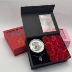 red rose & oyster gold pearl necklace luxury gift box
