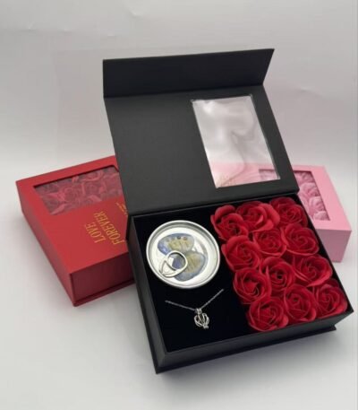 red rose & oyster gold pearl necklace luxury gift box