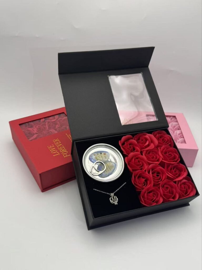 red rose & oyster gold pearl necklace luxury gift box
